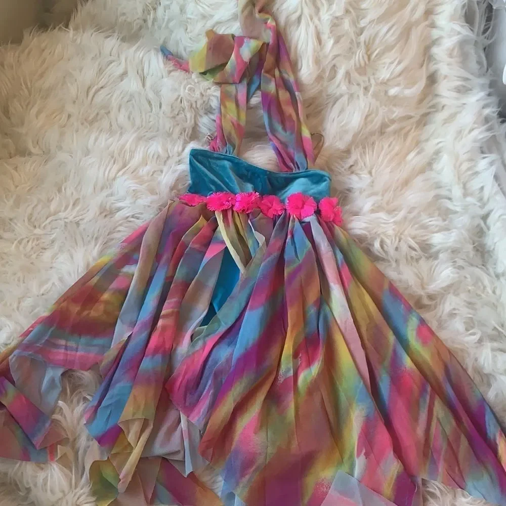 Costume Gallery multi color dance costume. Lyrical. Solo.  Blue Pink Med Child